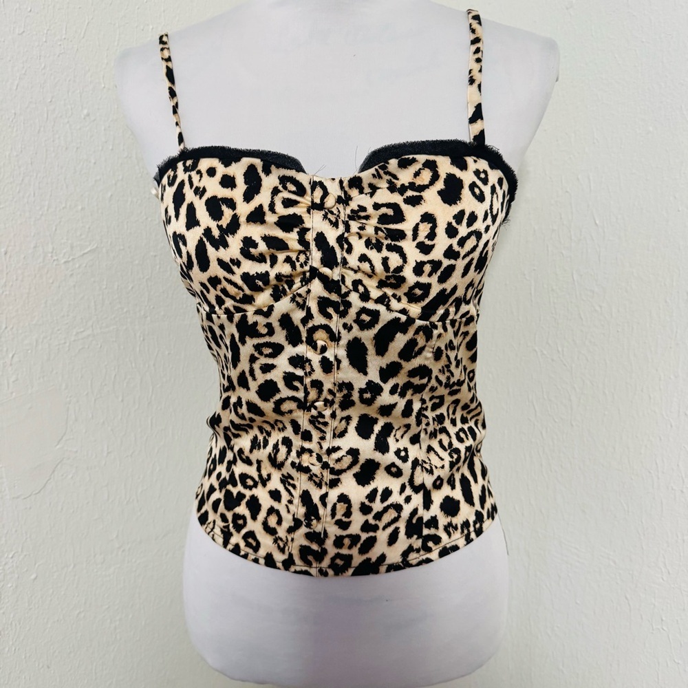 Thirty Thirty NWT Women’s Medium Leopard Print Babydoll Top Camisole Padded Adj